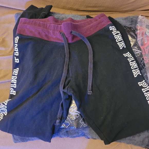 Victoria's Secret Black and Burgundy Joggers - Picture 1 of 3